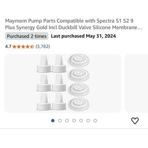 Maymom Pump Parts — 6 Duckbill Valves + 4 Silicone Membranes — For Spectra